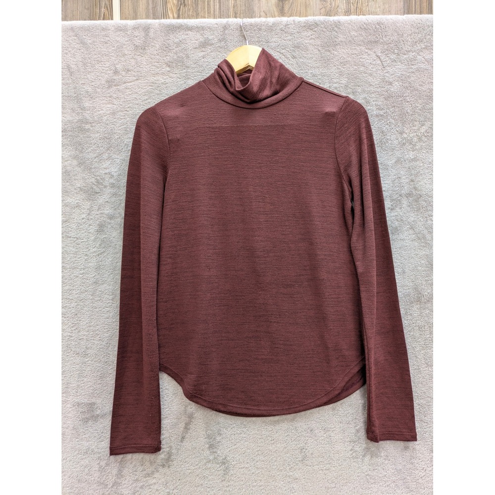 Minimalist Turtleneck Top Womens XS Burgundy Luxespun Long Sleeve Knit